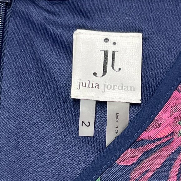 Julia Jordan Dress Women 2 Blue Multi Floral Jacquard A Line Sleeveless Cocktail - Picture 8 of 10